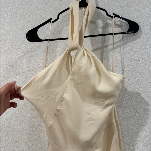 NWOT Ronny Kobo Collection Selina Ivory Halter High Slit Formal Maxi Dress Large - Picture 5 of 17